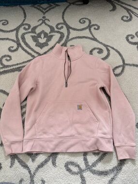 Carhartt Light Pink Half-Zip Pullover Sweatshirt